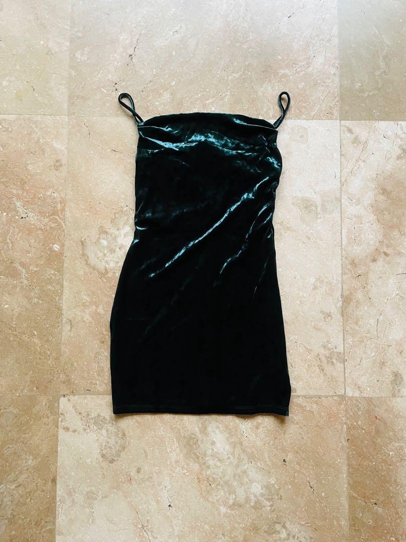 Topshop green velvet dress sale