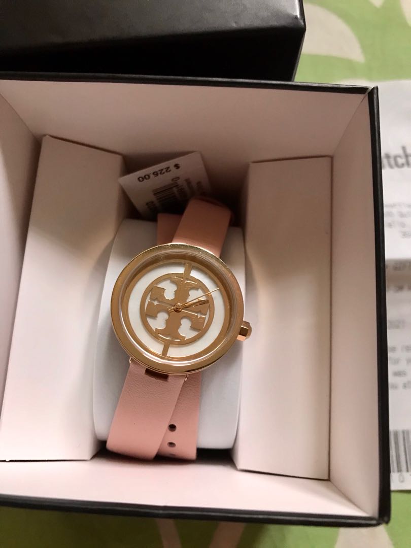 Tory Burch Reva Double-Wrap Watch in Nude Leather/Gold Tone – Club de Mode