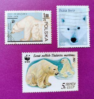 USA , Russia & Poland : Polar Bears , 3 v. , used