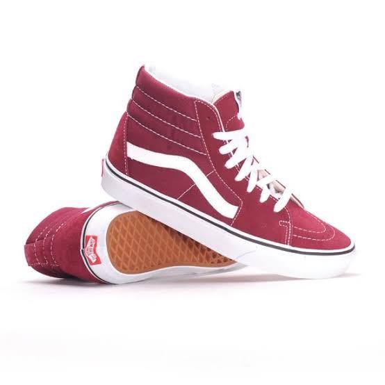 Vans Sk 8 High Maroon Men s Fashion Footwear Sneakers on Carousell