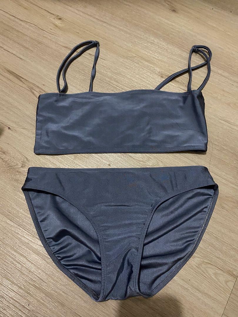 Violet gray bikini folded and hung, Women's Fashion, Swimwear, Bikinis ...