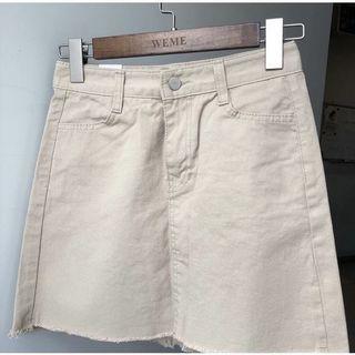Wemekorea 奶茶色牛仔短裙 weme