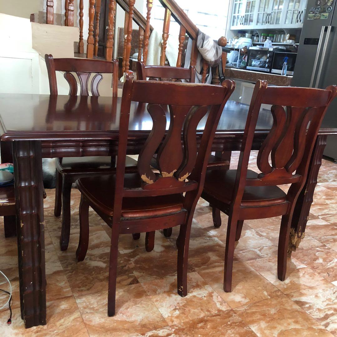 Wood Dining Table Set (6seater), Furniture & Home Living, Furniture