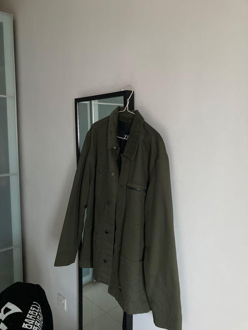 ZARA Chore Jacket khaki Green, Men's Fashion, Coats, Jackets and