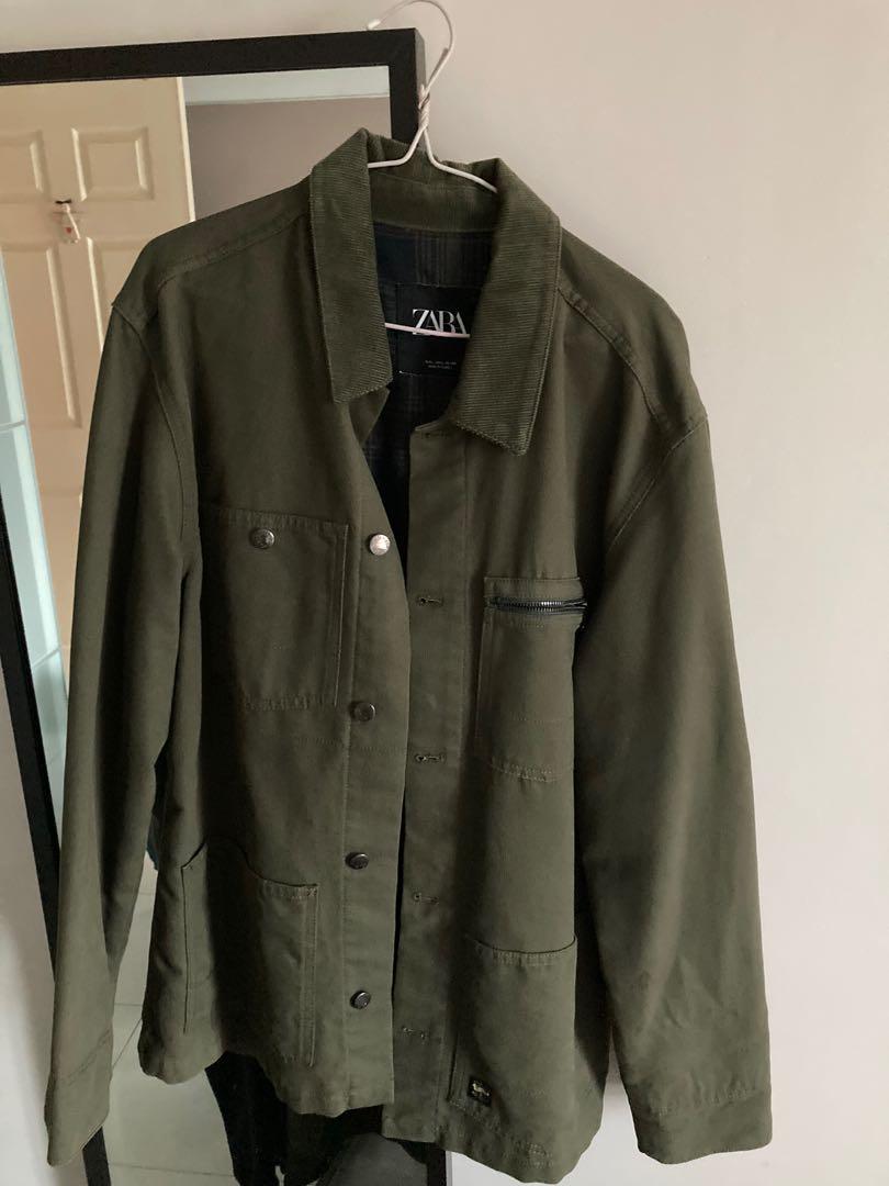 ZARA Chore Jacket khaki Green, Men's Fashion, Coats, Jackets and
