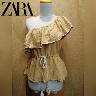 ZARA ORIGINAL BLOUSE SABRINA YELLOW ONE SHOULDER PRELOVED