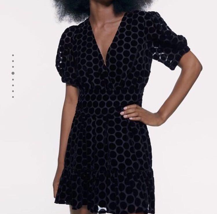ZARA POLKADOT VELVET MINIDRESS Not h\u0026m 