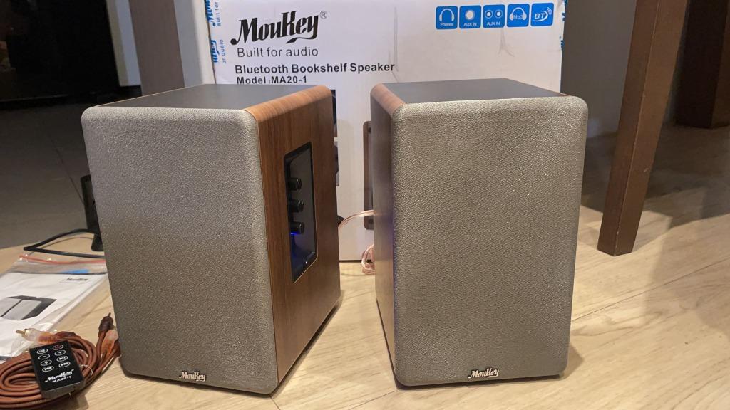 3609) Moukey Powered Bookshelf Speakers Pair Bluetooth 5.0 Studio