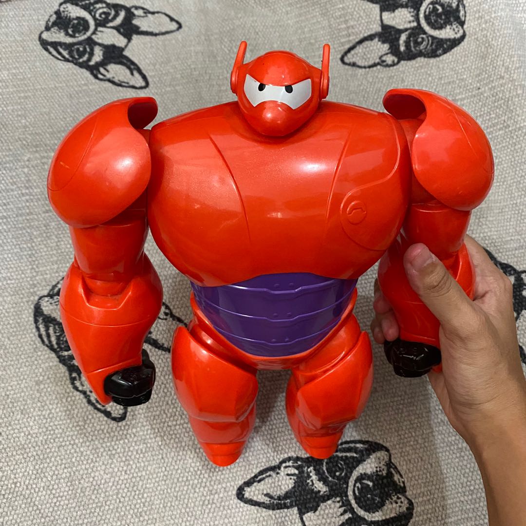 Big Hero 6 Baymax in Armor Toy Action Figure 10 inches Hard Plastic Disney Red Purple