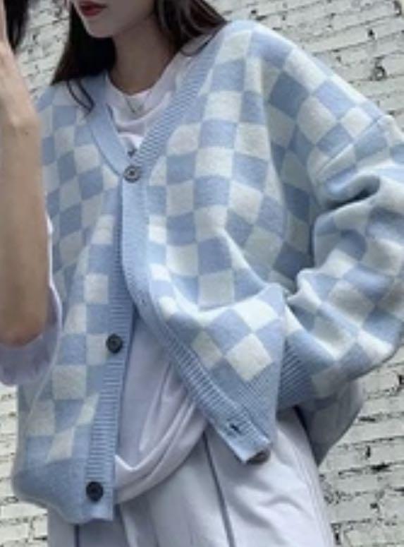 White and blue best sale cardigan