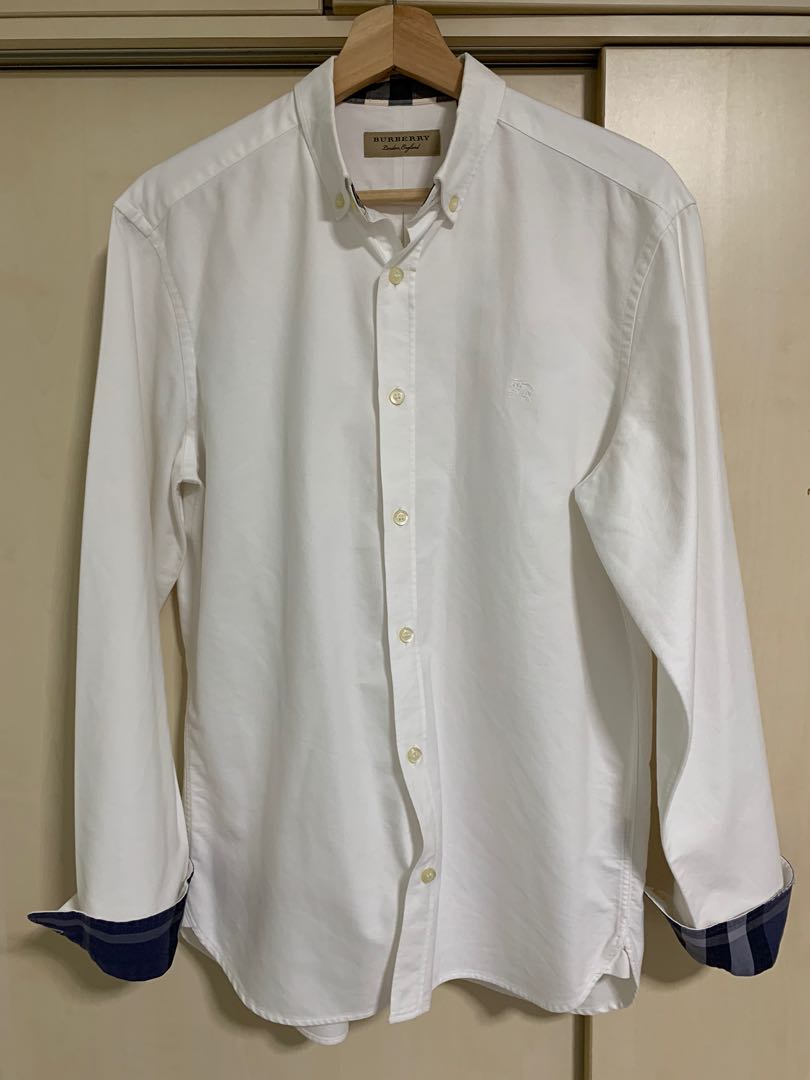 Burberry white Oxford shirt, Luxury, Apparel on Carousell