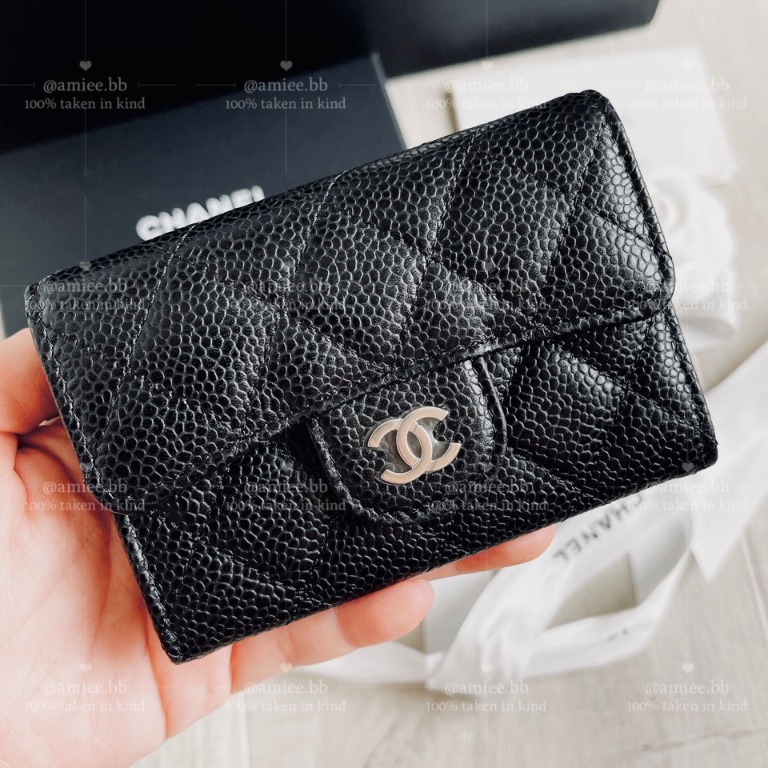 CHANEL 2022 Black Caviar Classic Card Holder GHW *New - Timeless