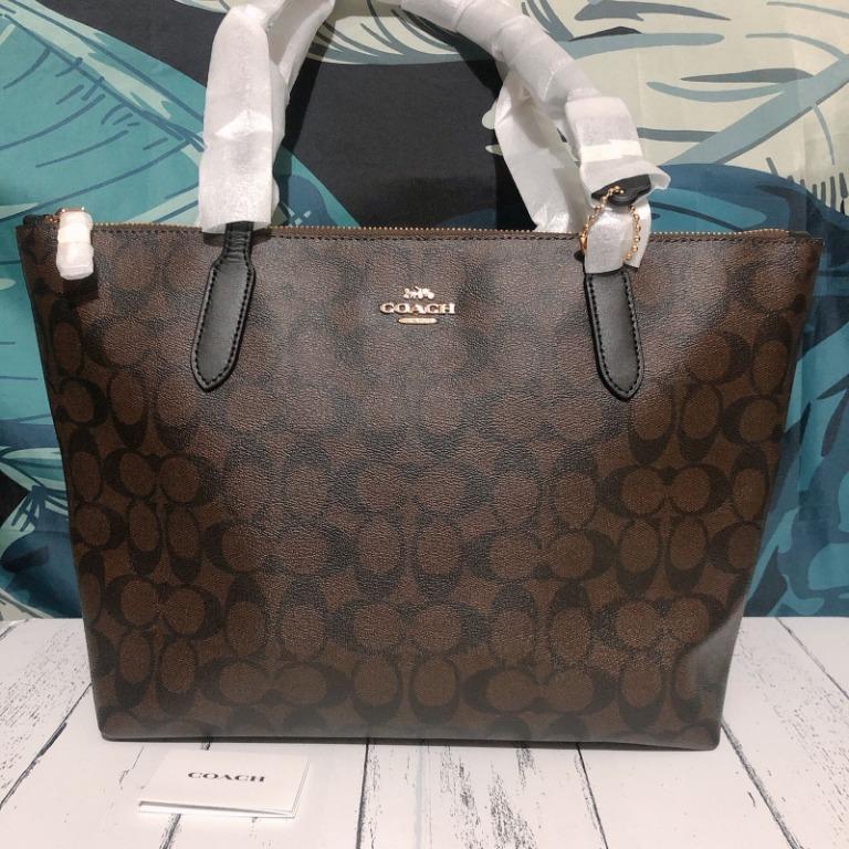 Coach zip tote in mahogany brand new