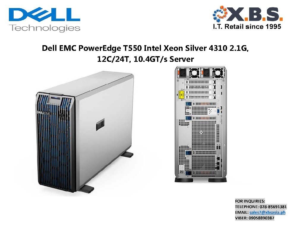 Dell EMC PowerEdge T550 Intel Xeon Silver 4310 2.1G, 12C/24T, 10.4GT/s ...