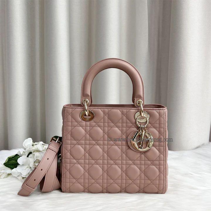SOLD Dior Lady Dior Medium in Nude Pink Lambskin LGHW