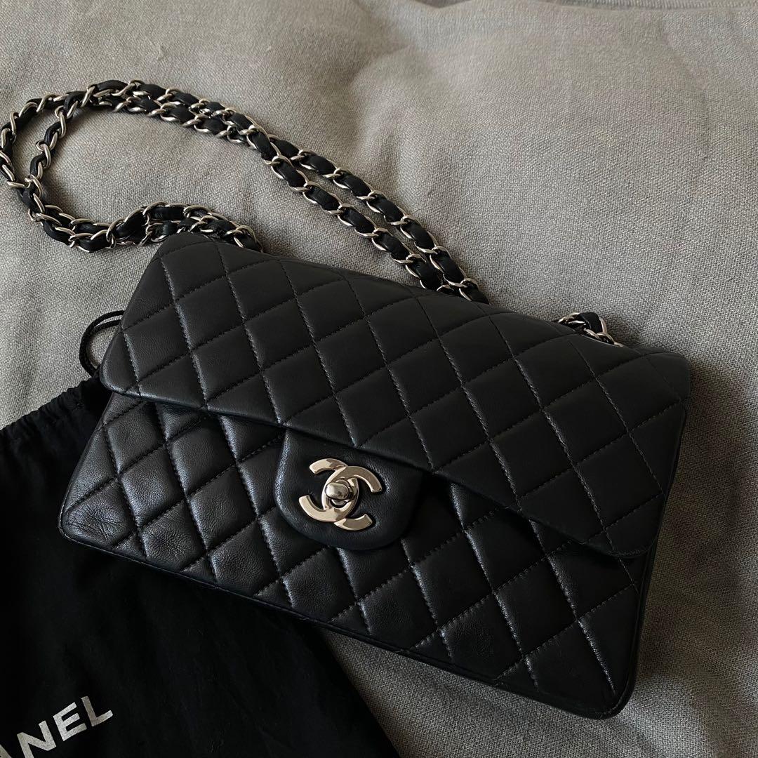 Chanel RARE SHW Vintage Classic Double Flap (CF) Bag (small) , black  lambskin, Luxury, Bags & Wallets on Carousell
