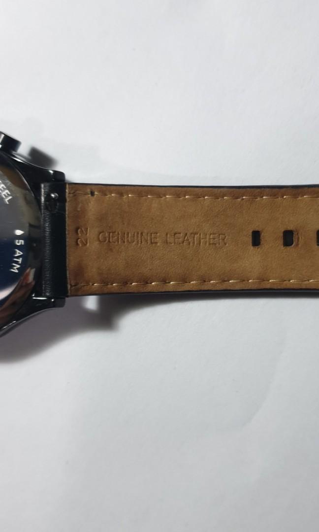 Fenmore midsize multifunction best sale black leather watch