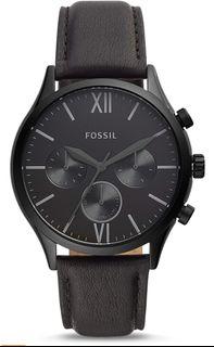 Authentic Fossil Men - Fenmore Midsize Multifunction Black Leather Watch - BQ2364
