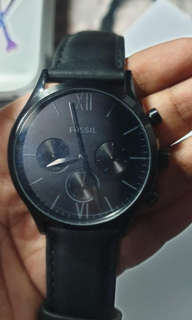Fenmore midsize multifunction deals black leather watch