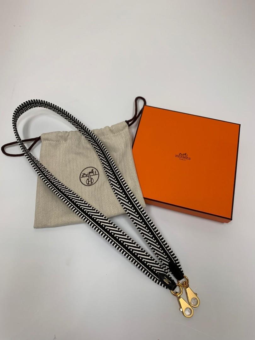 Hermès 愛馬仕Canvas 25mm 黑色手袋肩帶, 名牌, 飾物及配件- Carousell