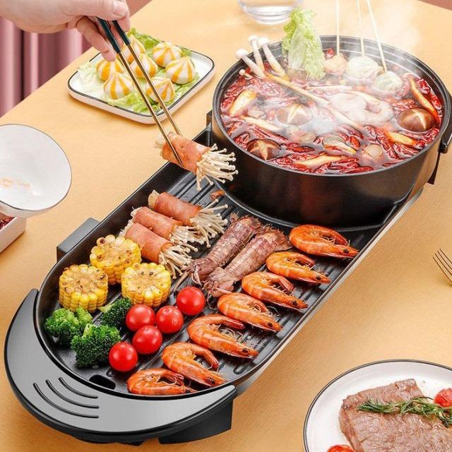 Electric grill sales with hot pot