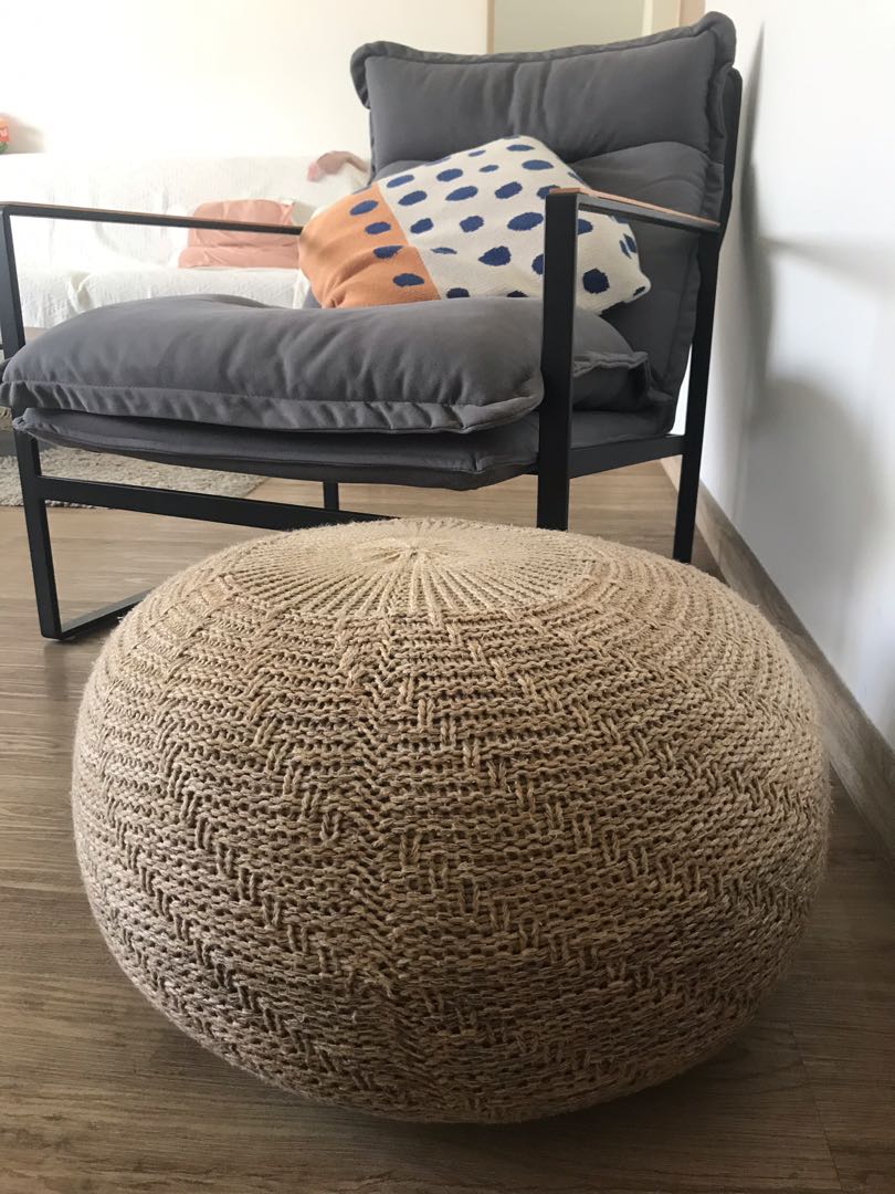 IKEA stool pouf ottoman pouffe (beige) 45cm, Furniture & Home Living