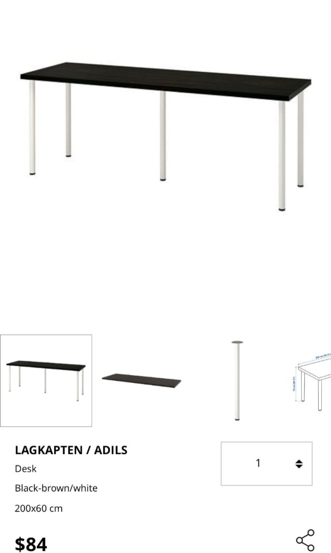 Ikea Table 2m long, Furniture & Home Living, Furniture, Tables & Sets