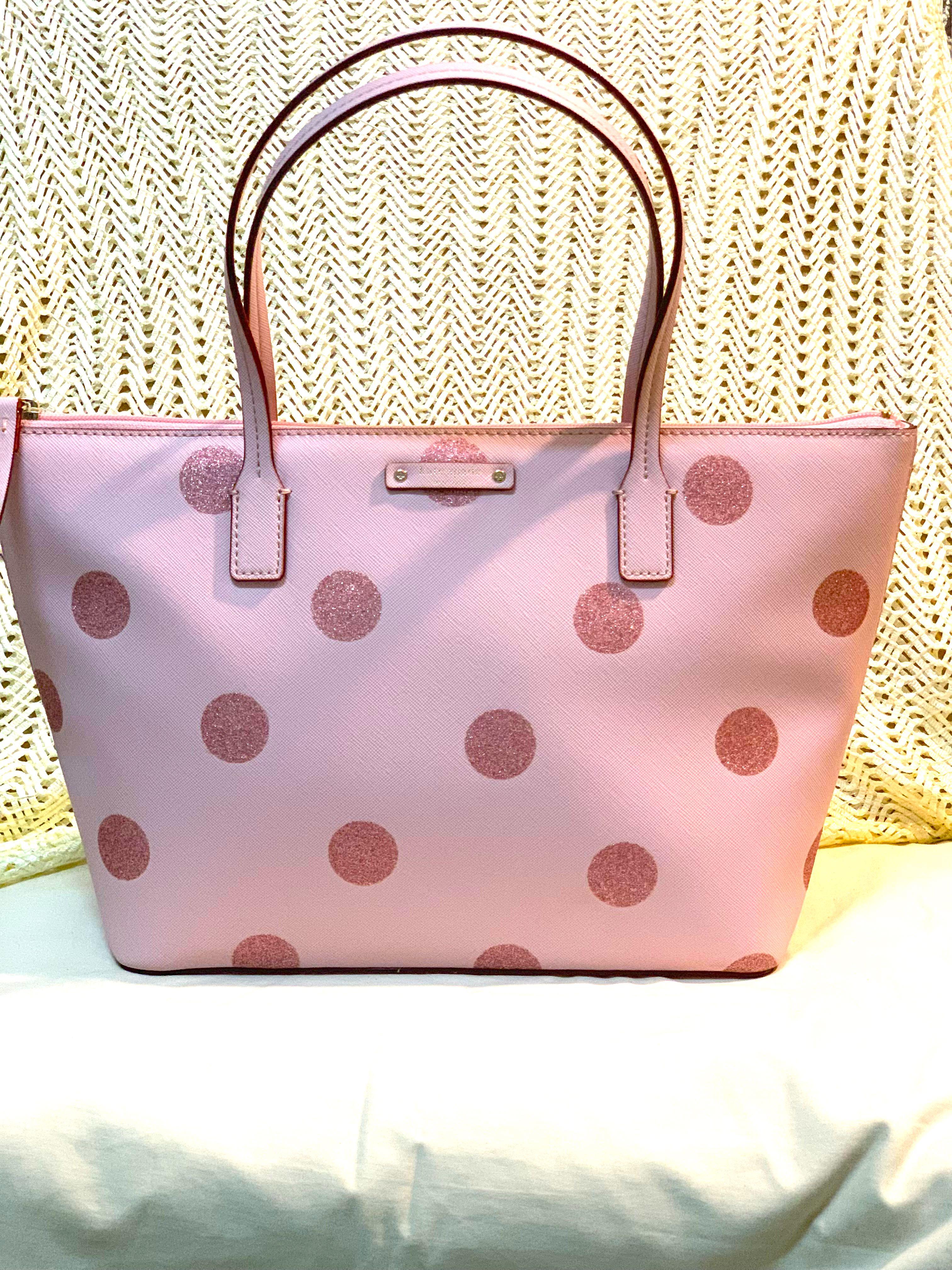 Kate Spade New York Pink Saffiano & Glitter Leather Tote Bag NWOT | Leather  tote bag, Leather tote, Kate spade new york