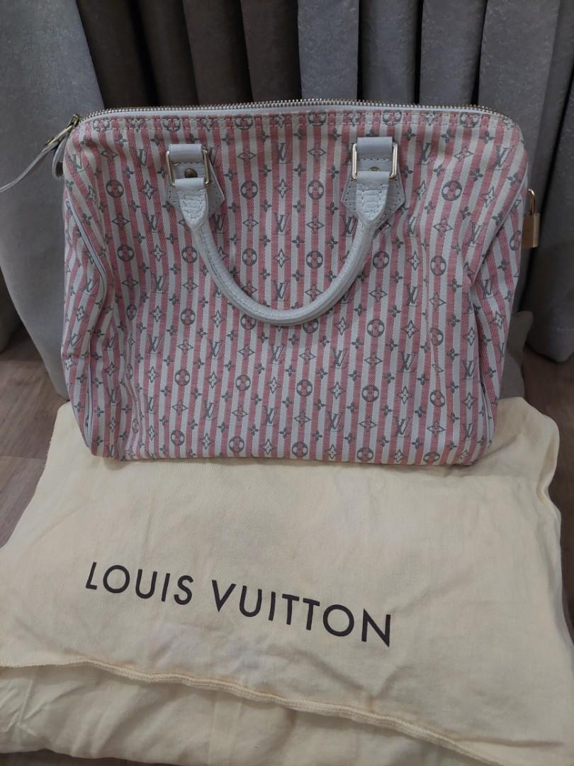 LOUIS VUITTON Pink/White Monogram Mini Lin Croisette Speedy 30 Bag