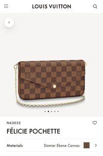 AUTHENTIC LOUIS VUITTON Pochette Felicie in Damier Ebene