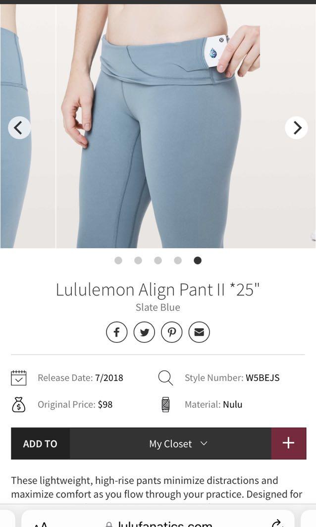 Lululemon Align Pant II *25 - Slate Blue - lulu fanatics