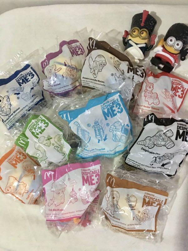 McDo Happy Meal Despicable 3 Movie (Category: Character Goods) located in Quezon City. Submitted by dobe2017 (Listing ID 1168008096, Image 2). Description: Complete set of McDo Happy Meal Minions Despicable 3 Sealed and never opened Plus 2 Minions from Despicable 2 .