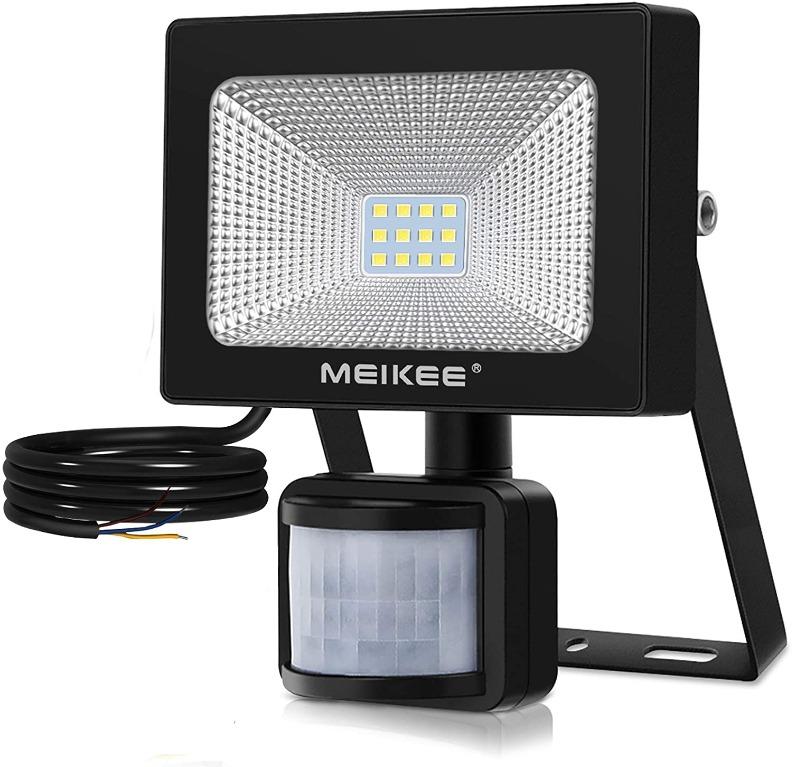 A311 MEIKEE Security Lights with Motion Sensor, 10w Led Sensor Outdoor Light,  IP66 Waterproof Security Lighting, High Output 850lm, Super Bright LED PIR  Floodlight for Garden, Car Park, Daylight White, Furniture 