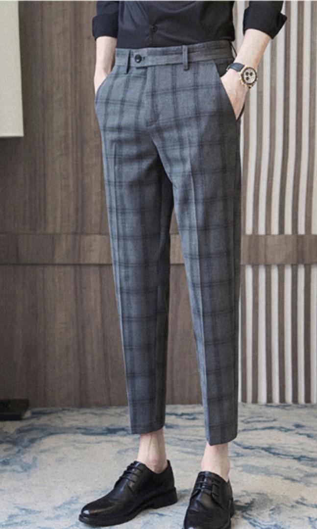 Men formal pants checkered grey light grey size 28 36 pants Men s