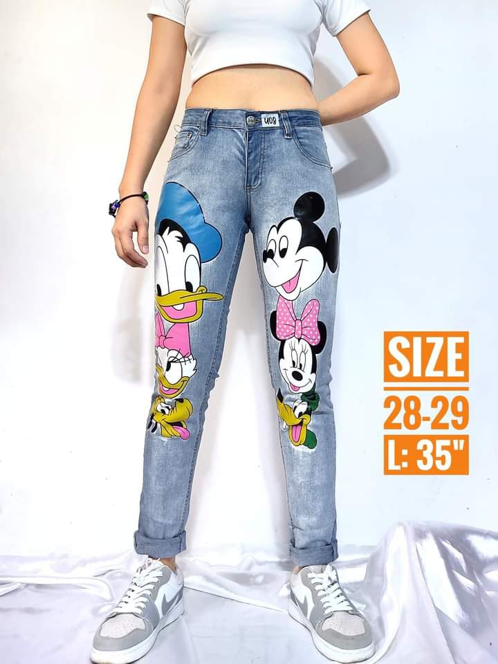 Mickey mouse cheap print jeans