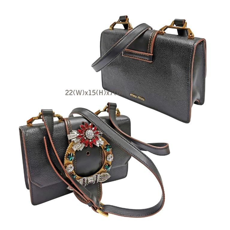 MIU MIU Miu Lady Jewel Embellished Madras Flap Shoulder Bag Carousell
