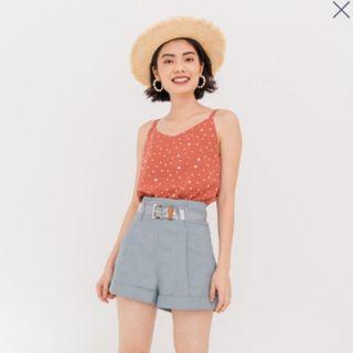 MODPARADE OTTOMAN DOTTED THIN STRAP BLOUSE
