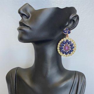 Monet Vintage Purple Crystals Stud Earrings