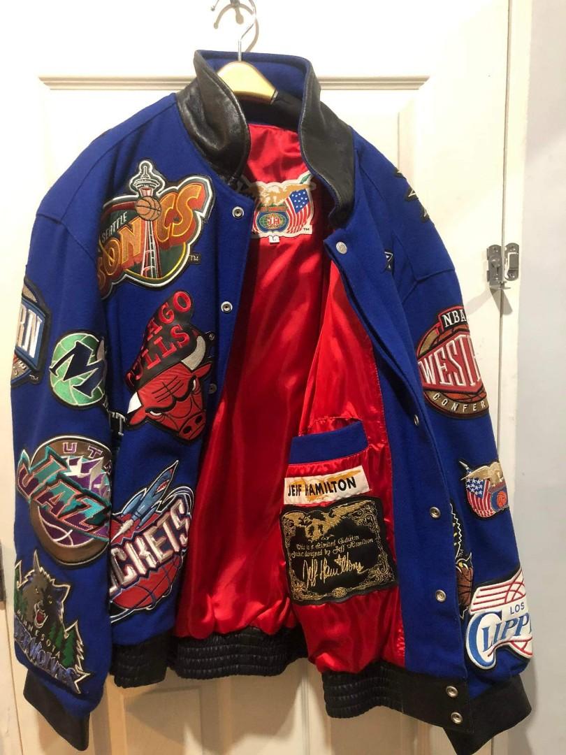 REPRICED 3 JACKET NBA MULTI PATCH SIGNED BY JEFF HAMILTON RARE