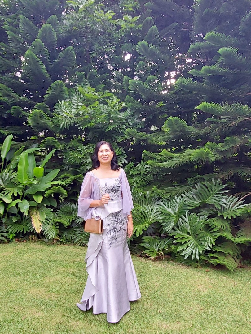 Ninang Gown Silver gray Women s Fashion Dresses Sets Evening