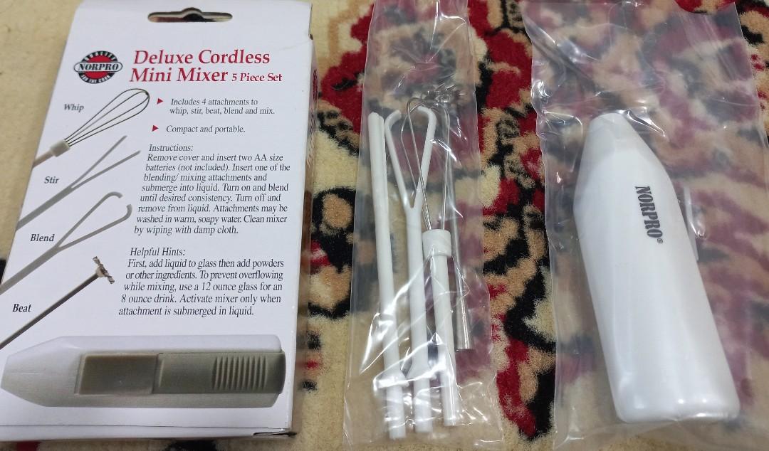 Norpro 5pc Deluxe Cordless Mini Mixer - Mixes, Whips, Stir, Blends