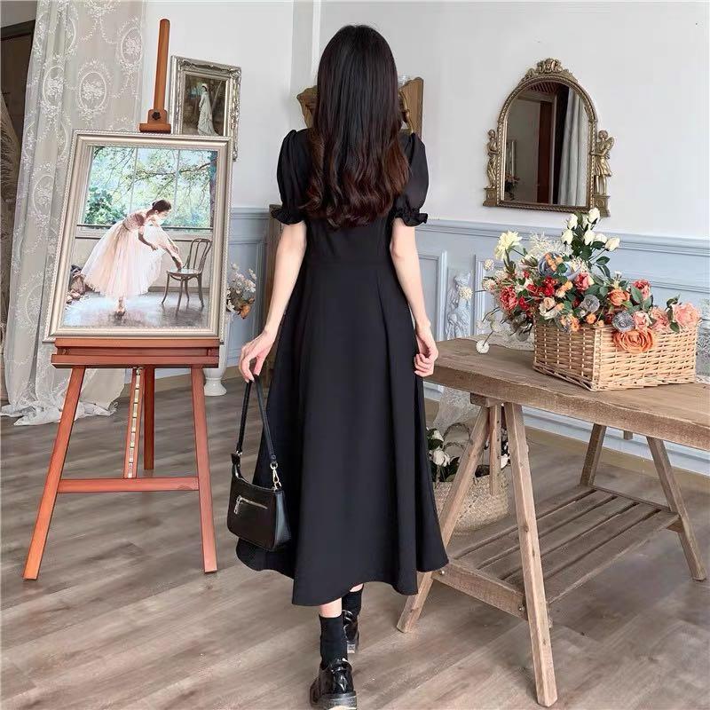 Long black one piece dress shop