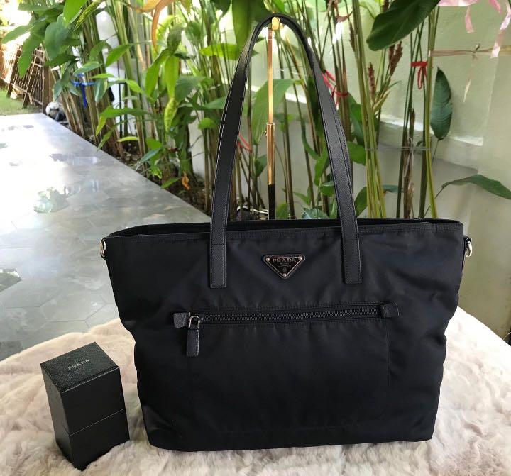 Prada nylon tote bag, Luxury, Bags & Wallets on Carousell