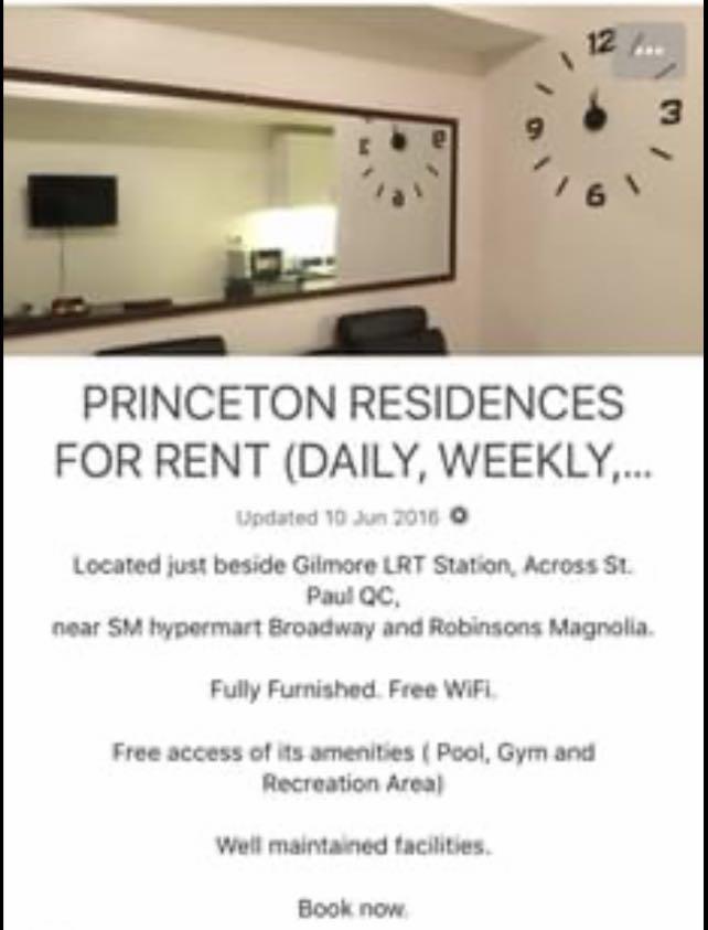 PRINCETON RESIDENCES STUDIO TYPE FOR RENT (Category: Apartments & Condos) located in Rizal. Submitted by angelicious3 (Listing ID 1168011011, Image 1). Description: FURNISHED STUDIO TYPE 30th FLOOR PULLOUT SINGLE BED PERSONAL REF WASHING MACHINE HEATER AIRCON .