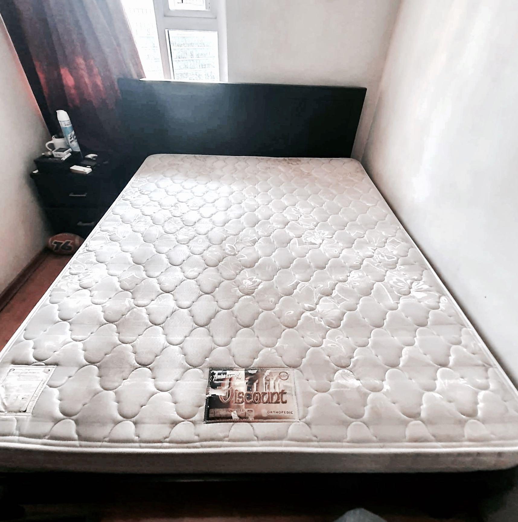 Queen Size Wooden Bed with Orthopedic Mattress , Furniture & Home