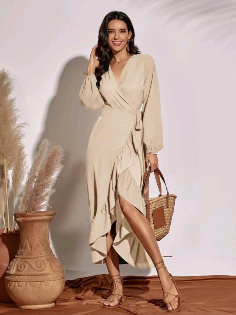 Shein Ruffle Hem Side Tie Wrap Dress (Category: Dresses) located in Taguig. Submitted by g3stalt (Listing ID 1167890677, Image 3). Description: Used once only and washed Size L Super nice and flowy Can be worn to casual or formal event.