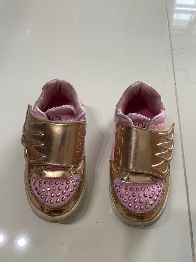 Skechers Led light up gold n pick shoes, Babies & Kids, Babies & Kids ...