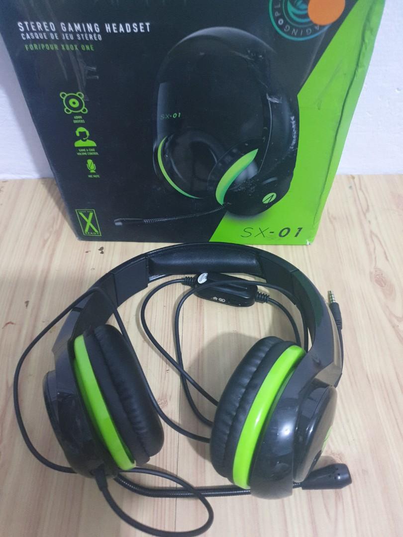 on 1.5m Lightweight, Carousell and and Headphones Headsets XBOX, Flexible Audio, with Jack, Comfortable Switch, Headset PC & Durable, Cable, Stealth Black PS4/PS5, Gaming SX-01 Mic, Green Nintendo 3.5mm
