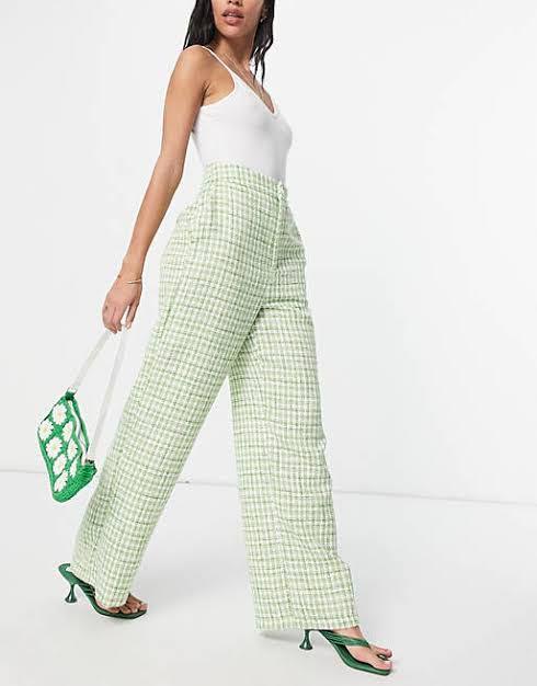 stradivarius wide leg pants tweed 