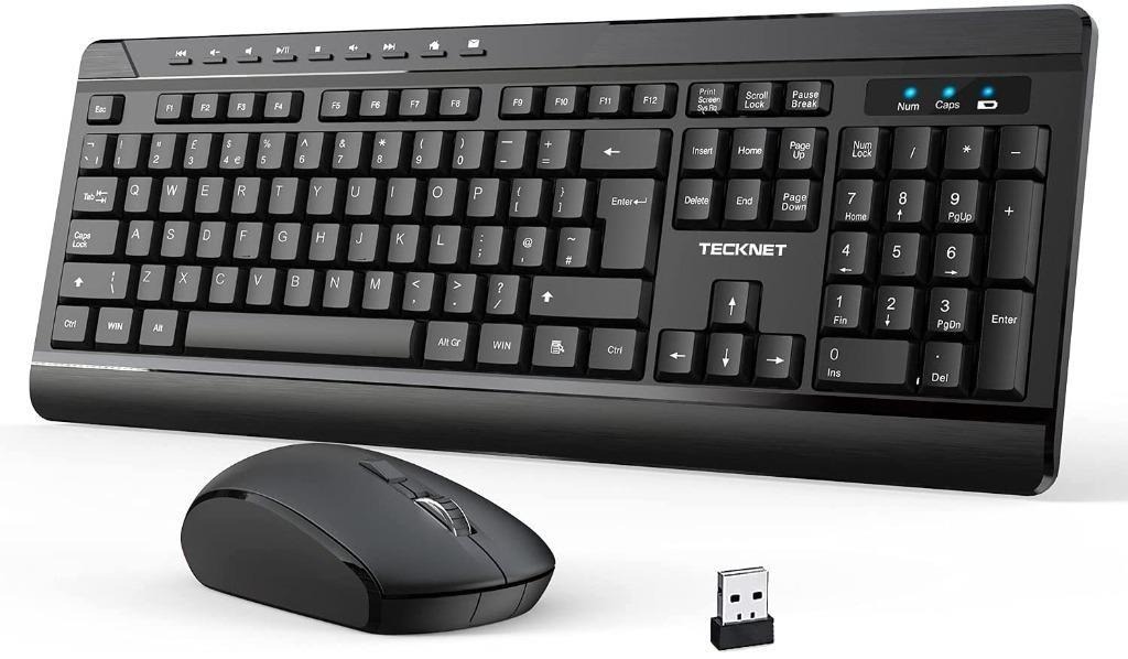 TECKNET Wireless Keyboard and Mouse Set, Ergonomic 2.4G Cordless ...